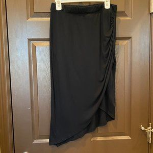 Bobeau Knit Side Ruched Pencil Skirt Black Medium